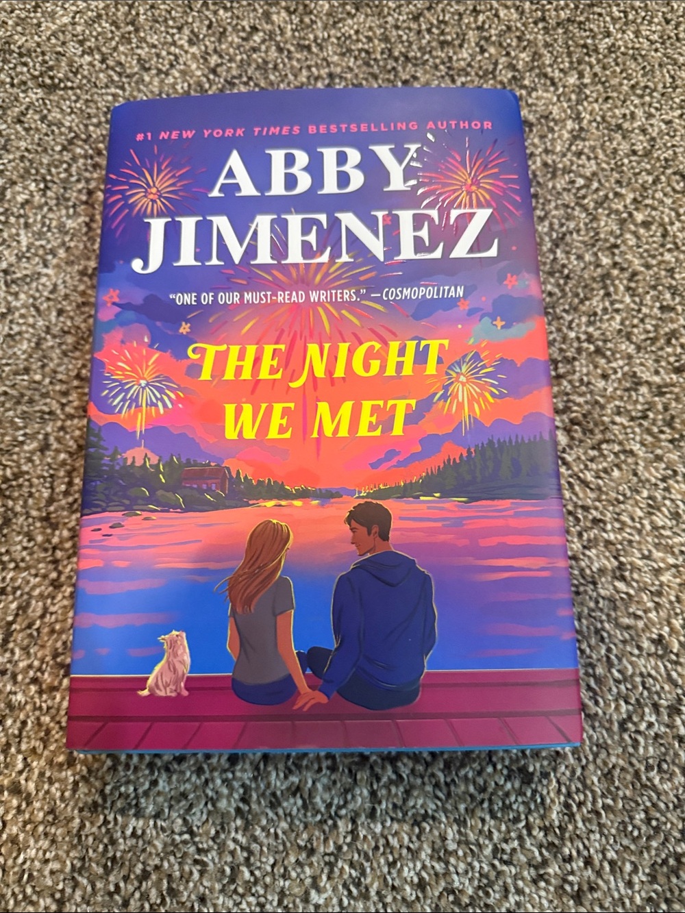 Abby Jimenez The Night We Met - Purple & Pink Hardcover Novel